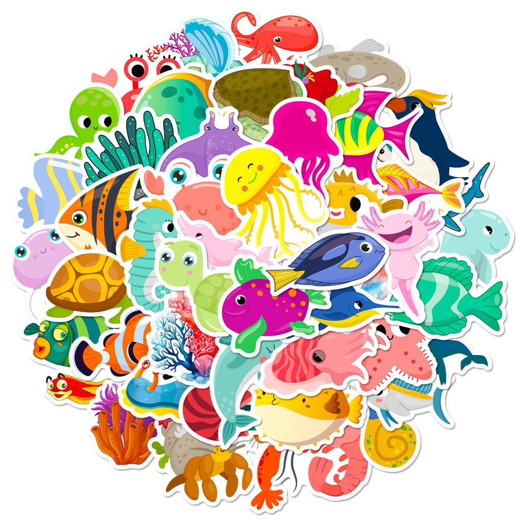 50Pcs Marine Life Stickers - C - огляд і ціна Marine Aquarium Design